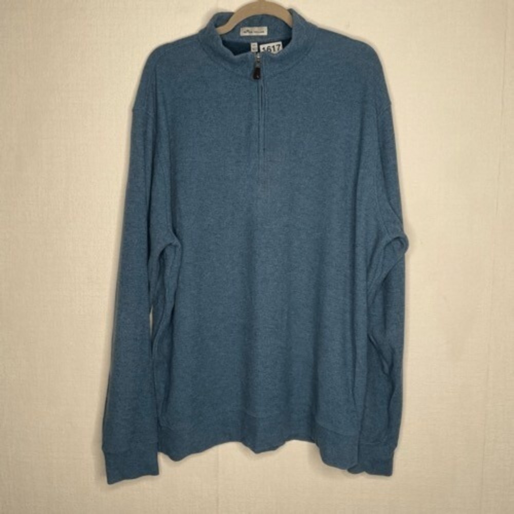 Peter Millar Blue 1/4‎ Zip Perth Performance Golf Sweater Pullover Men XXL Korea